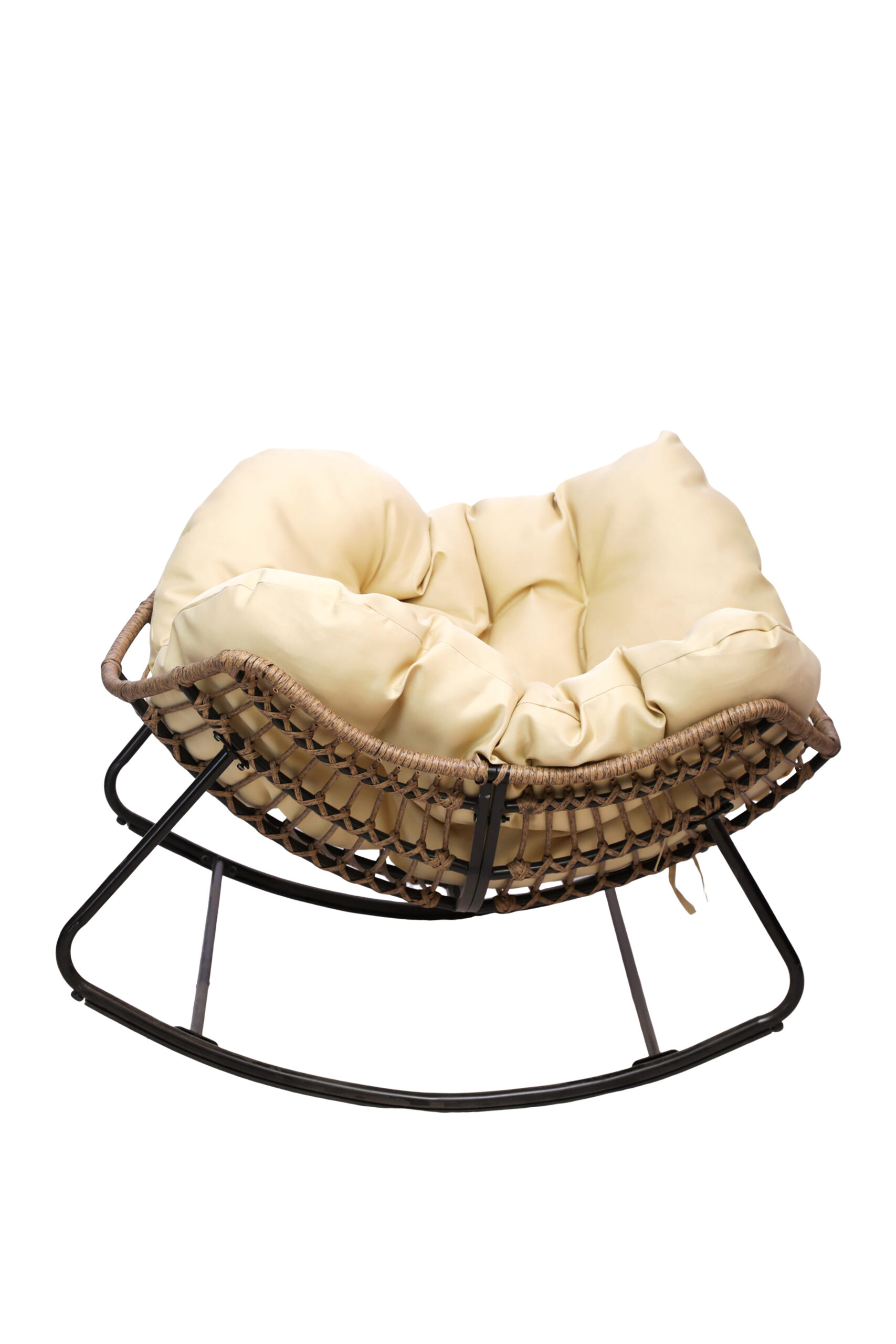 Bircim lounge fauteuil met dikke beige kussens - Voor Binnen en Buiten Bruin en Antraciet