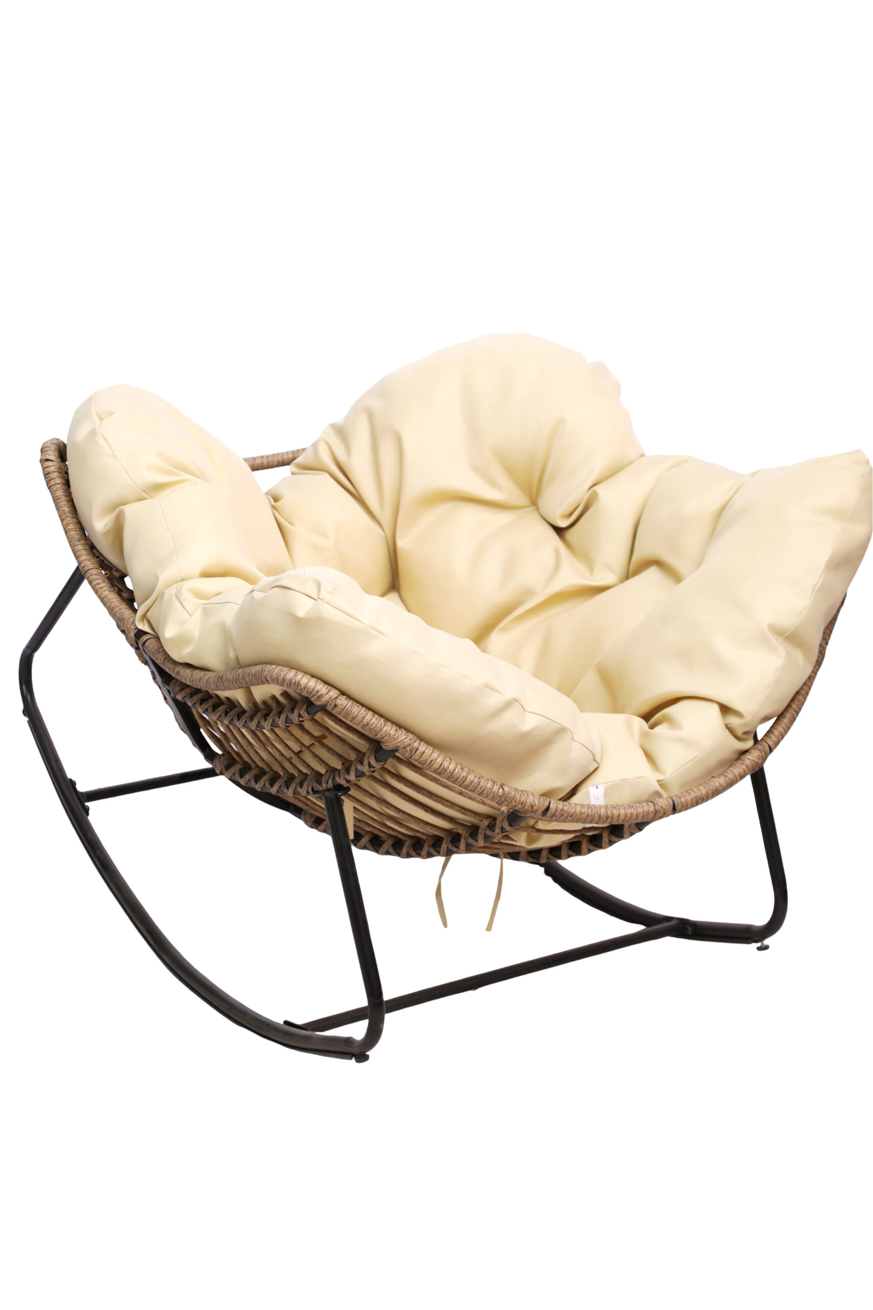 Bircim lounge fauteuil met dikke beige kussens - Voor Binnen en Buiten Bruin en Antraciet - Afbeelding 4